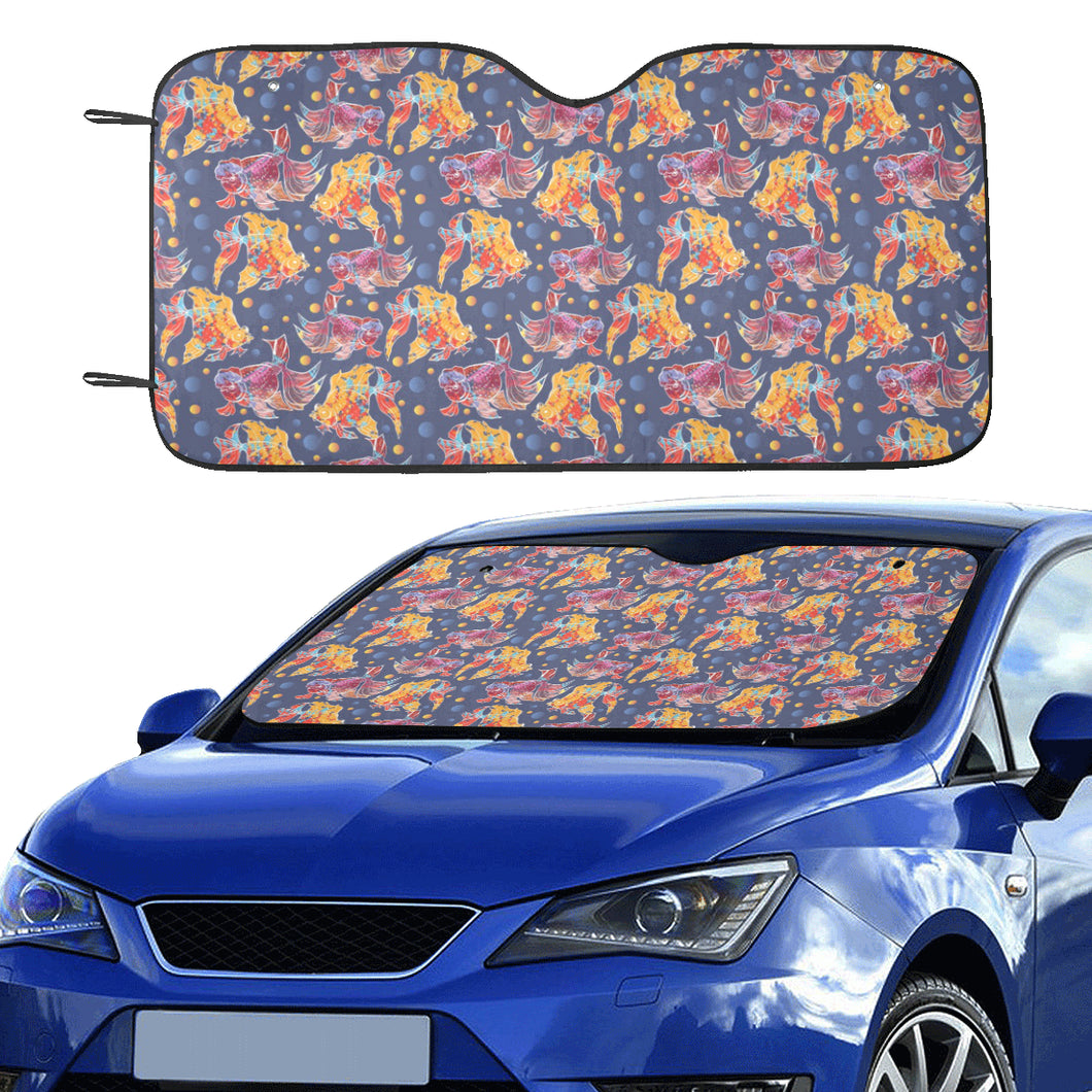 Goldfish Pattern Print Design 05 Car Sun Shade