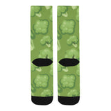 Broccoli pattern green background Crew Socks
