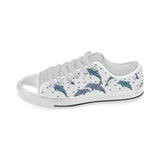 Dolphins pattern dotted background Men's Low Top Shoes White