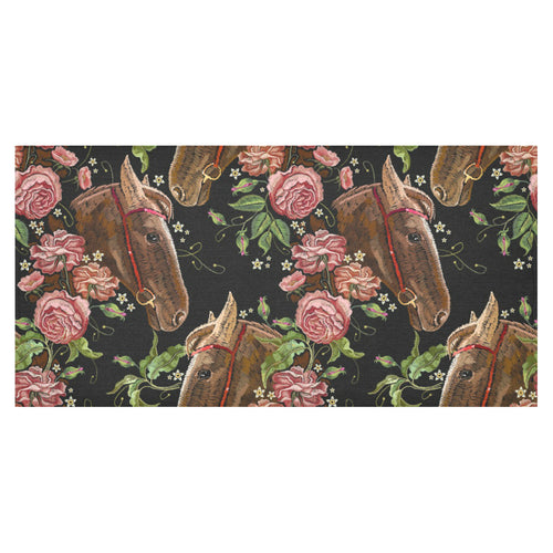 Horse head wild roses pattern Tablecloth