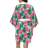 Watermelons tropical palm leaves pattern Women's Short Kimono Robe