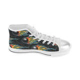 Bowling balls flame pattern Women's High Top Canvas Shoes White