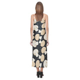 Champignon mushroom pattern V-Neck Open Fork Long Dress