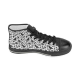 Crow dark floral pattern Women's High Top Canvas Shoes Black