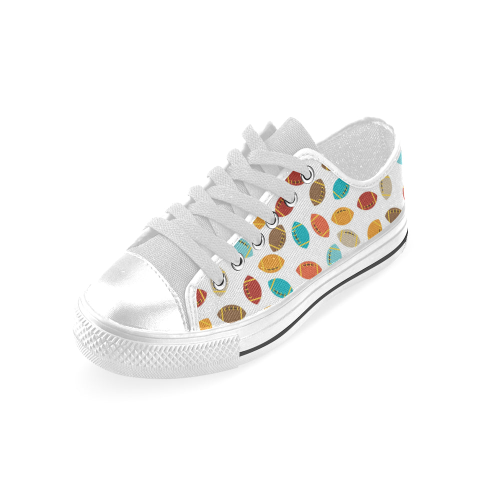 Colorful american football ball pattern Men's Low Top Shoes White