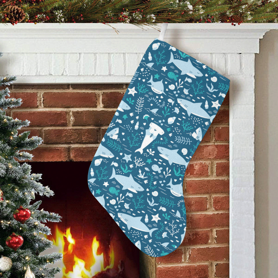 Cute shark pattern Christmas Stocking
