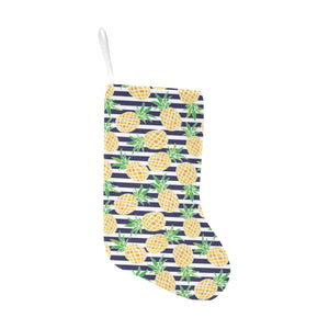 Pineapples pattern striped background Christmas Stocking