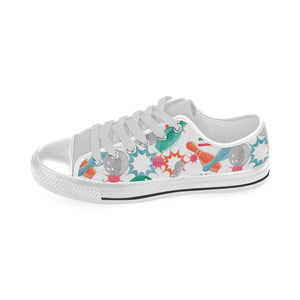 Watercolor bowling pattern Men's Low Top Shoes White