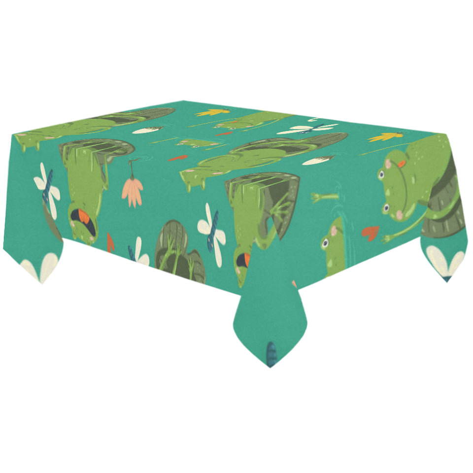 Cute frog dragonfly design pattern Tablecloth