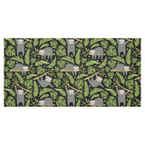 Cute sloths tropical palm leaves black background Tablecloth