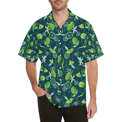 Lime ice flower pattern Men's All Over Print Hawaiian Shirt