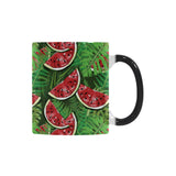 Watermelons tropical palm leaves pattern backgroun Morphing Mug Heat Changing Mug