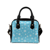 Snowflake pattern blue background Shoulder Handbag