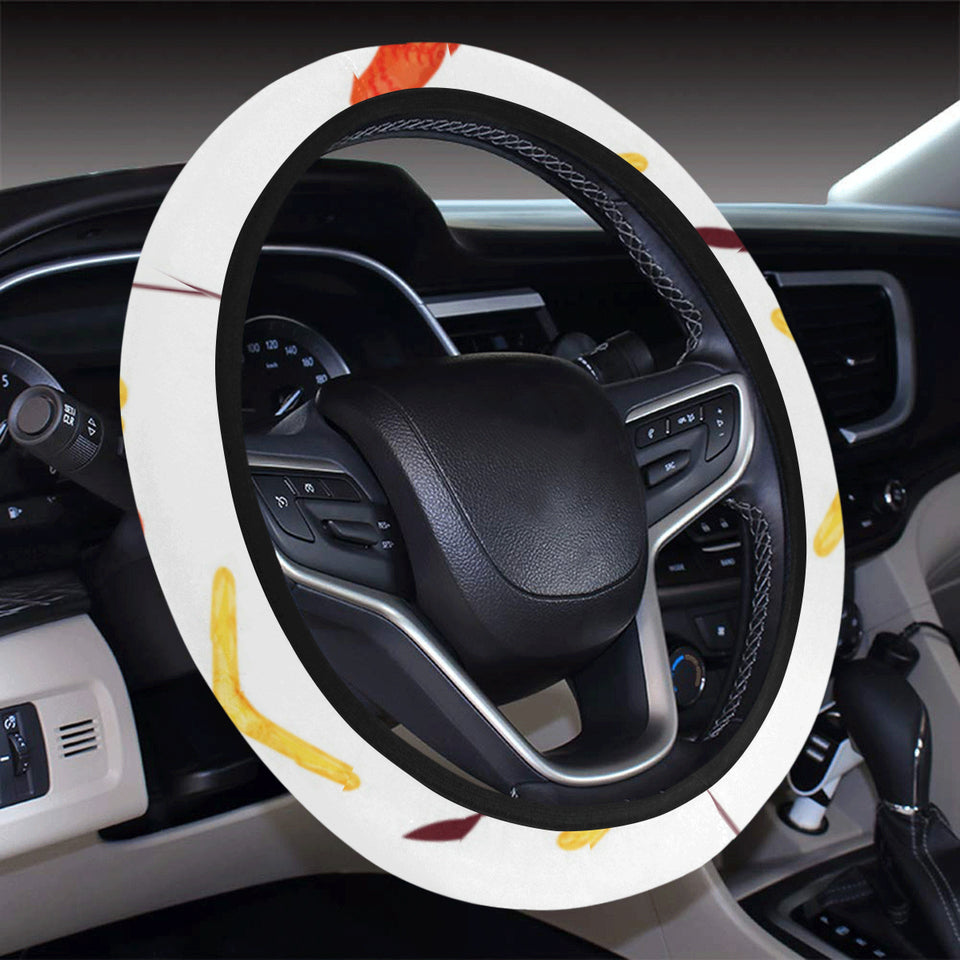 Waterclor boomerang Australian aboriginal ornament Car Steering Wheel Cover