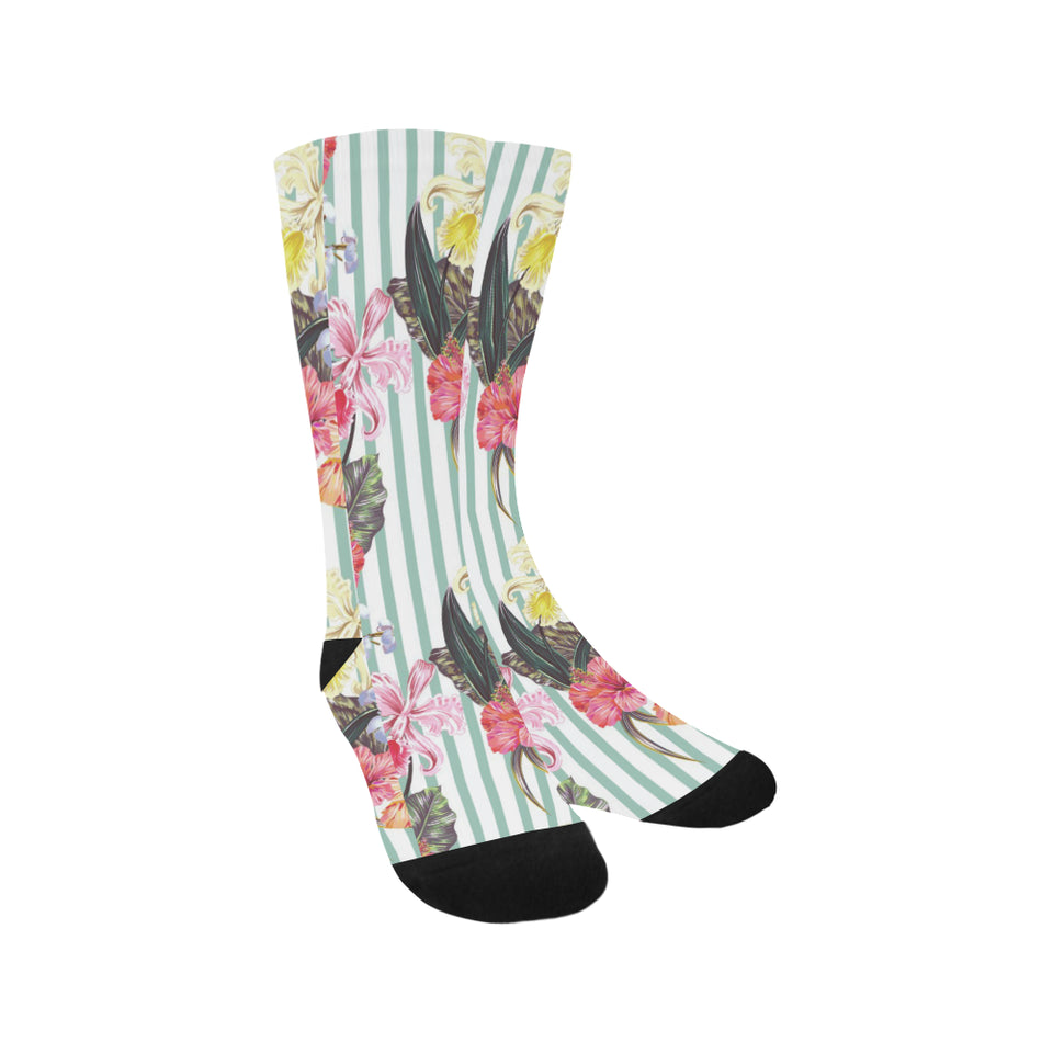Colorful orchid flower pattern Crew Socks
