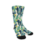 Toucan tropical leaves design pattern Crew Socks