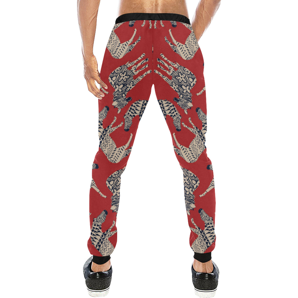 Zebra abstract red background Unisex Casual Sweatpants
