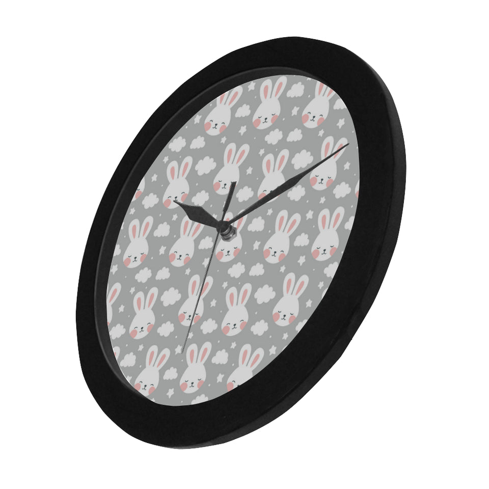 Rabbit cloud Pattern Elegant Black Wall Clock