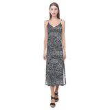 Handwritten cheese pattern V-Neck Open Fork Long Dress
