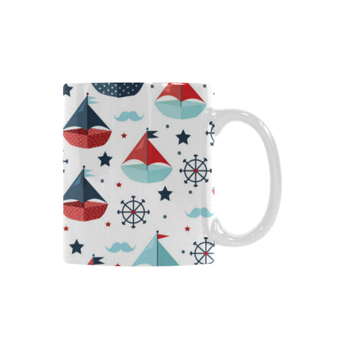 Cute color paper sailboat pattern Classical White Mug (Fulfilled In US)