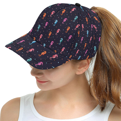 Watercolor colorful seahorse pattern All Over Print Snapback Cap