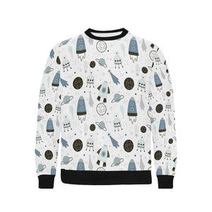 Hand drawn space elements space rocket star planet Men's Crew Neck Sweatshirt