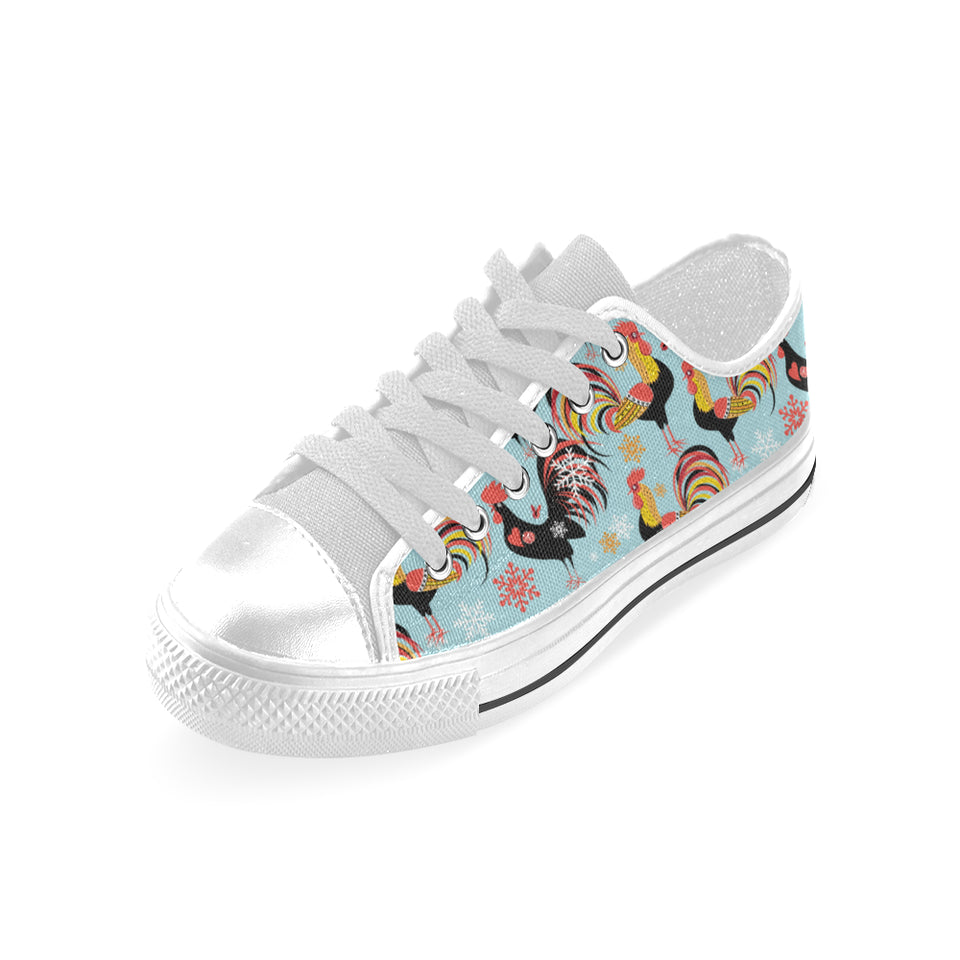 Rooster chicken cock snowfalke Men's Low Top Shoes White