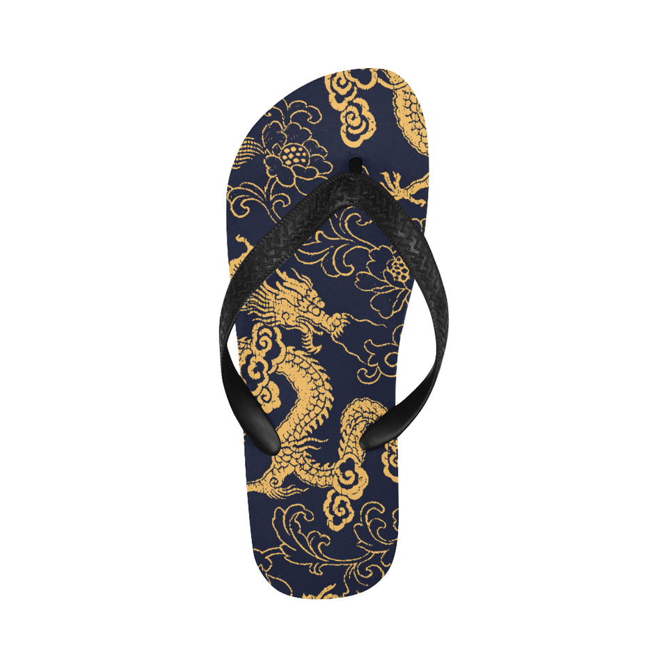 Gold dragon pattern Unisex Flip Flops