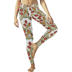 Red tulips and daffodils pattern Women's Legging Fulfilled In US