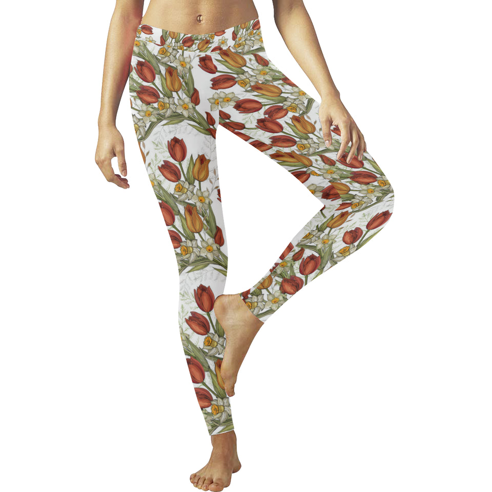 Red tulips and daffodils pattern Women's Legging Fulfilled In US