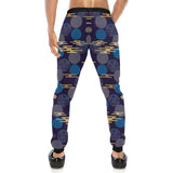 Blue japanese pattern cloud wave flower Unisex Casual Sweatpants