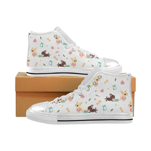 Cute Chihuahua puppie pattern Women's High Top Canvas Shoes White