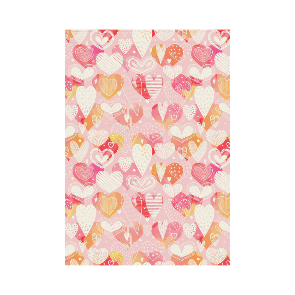 Hand drawn heart design pattern House Flag Garden Flag