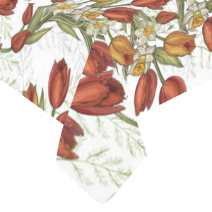 Red tulips and daffodils pattern Tablecloth