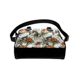 Monkey red hibiscus flower palm leaves floral patt Shoulder Handbag