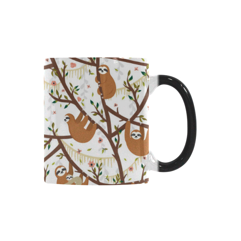 Sloths hanging on the tree pattern Morphing Mug Heat Changing Mug