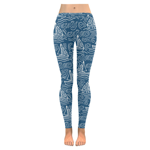 Hand drawn sailboat pattern Women's Legging Fulfilled In US