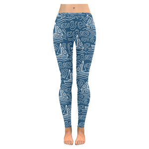 Hand drawn sailboat pattern Women's Legging Fulfilled In US