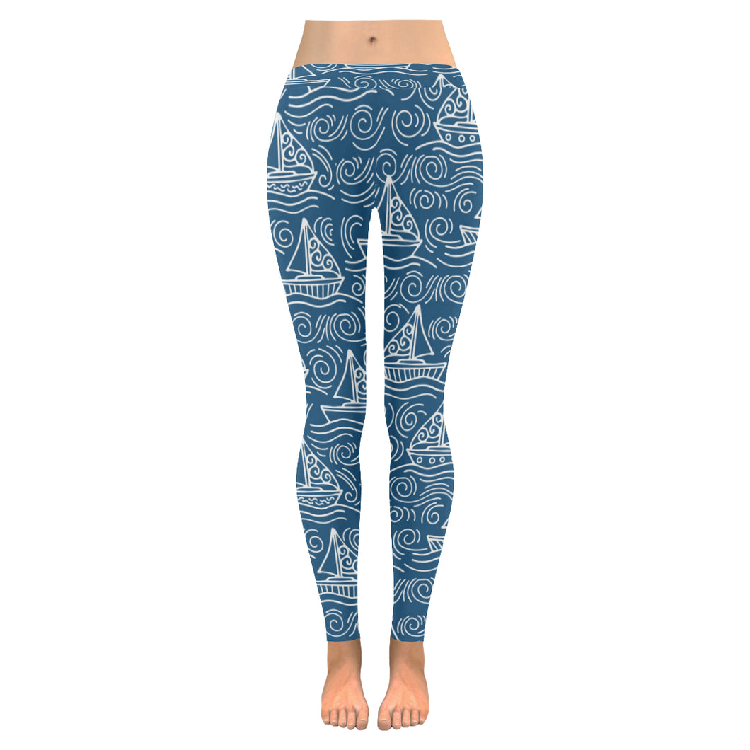 Hand drawn sailboat pattern Women's Legging Fulfilled In US