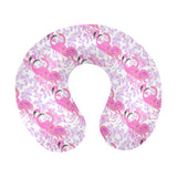 Pink flamingo flower pattern U-Shaped Travel Neck Pillow
