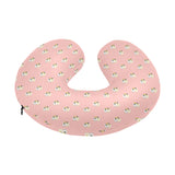 Cute hamster cheese pattern pink background U-Shaped Travel Neck Pillow