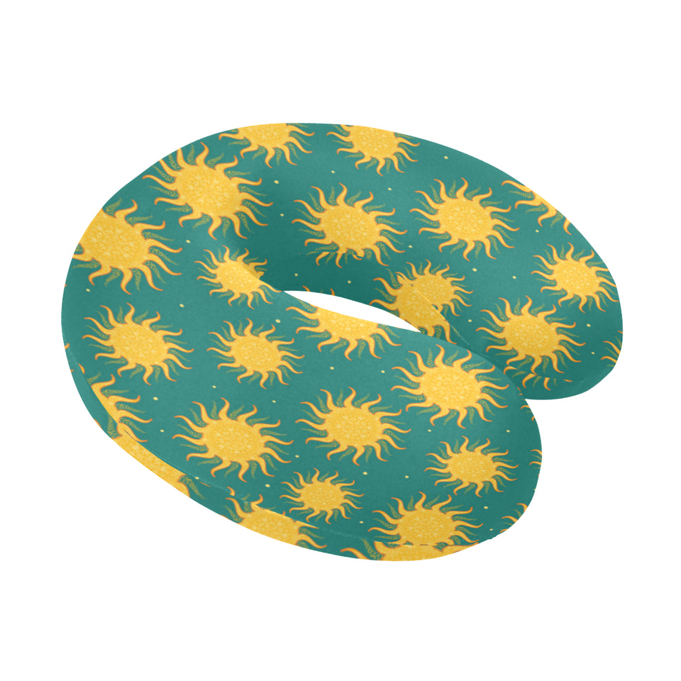 Sun green background U-Shaped Travel Neck Pillow