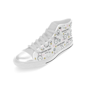Siberian Husky design pattern Men's High Top Canvas Shoes White