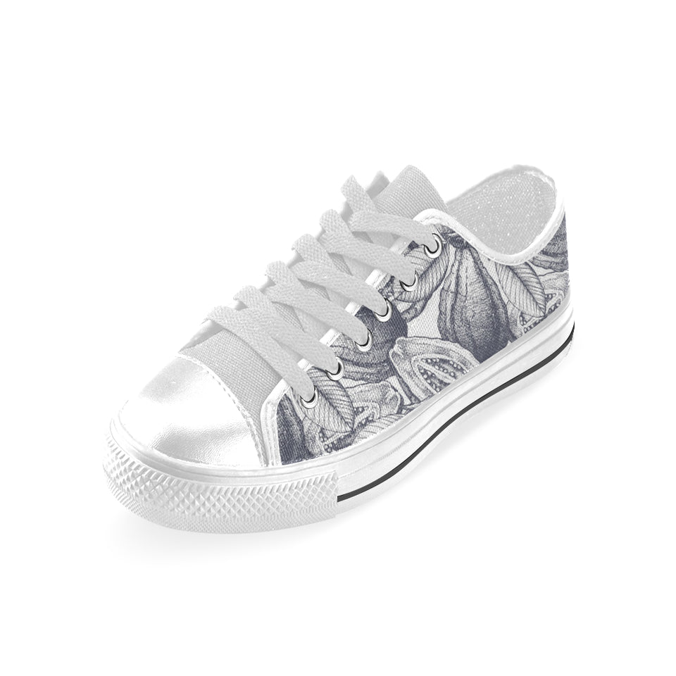 Guava tropical hand drawn pattern Men's Low Top Shoes White