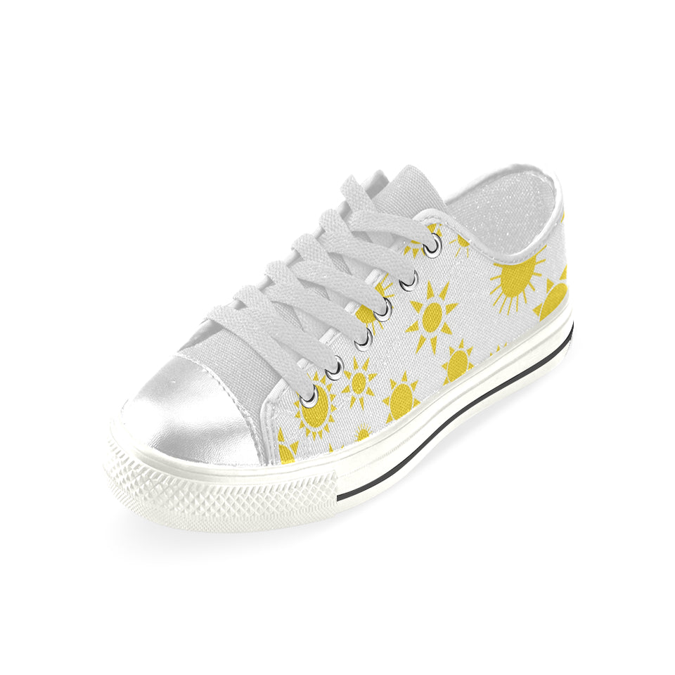 Sun pattern Women's Low Top Canvas Shoes White