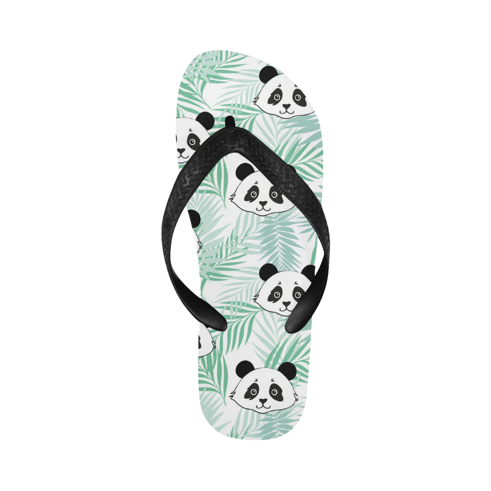 Panda pattern tropical leaves background Unisex Flip Flops