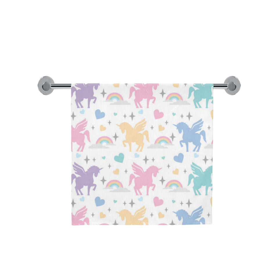 colorful unicorn rainbow heart pattern Bath Towel