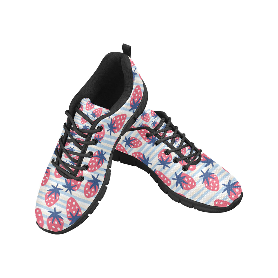 Strawberry pattern blue lines background Men's Sneaker Shoes