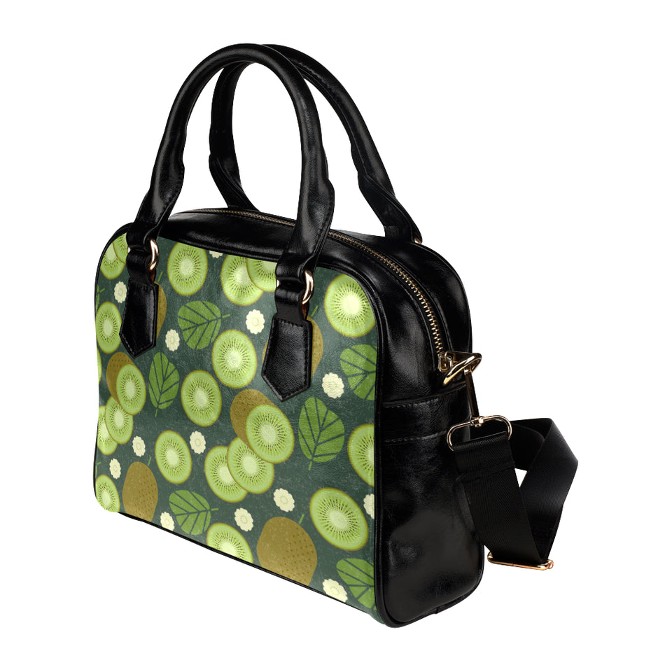 Whole sliced kiwi leave and flower Shoulder Handbag