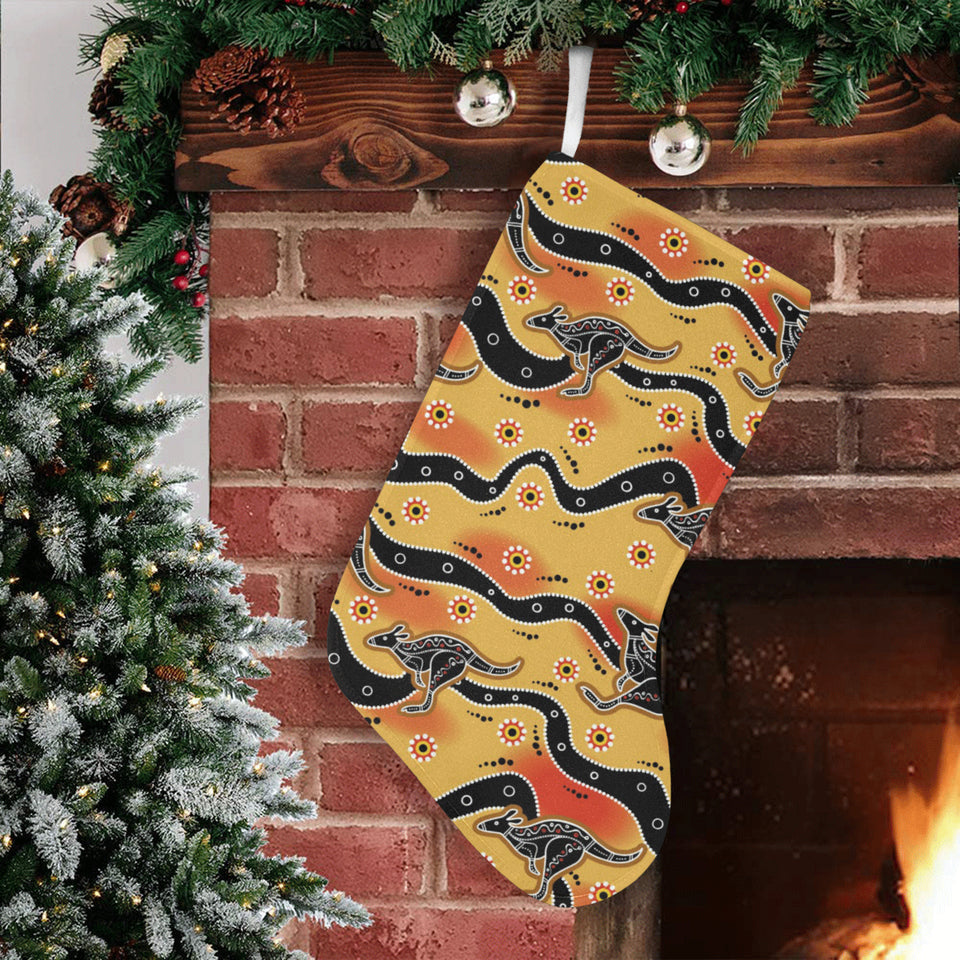 Kangaroo Australian aboriginal art pattern Christmas Stocking